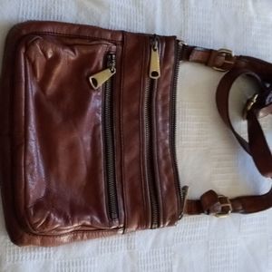 Brown leather fossil women's purse